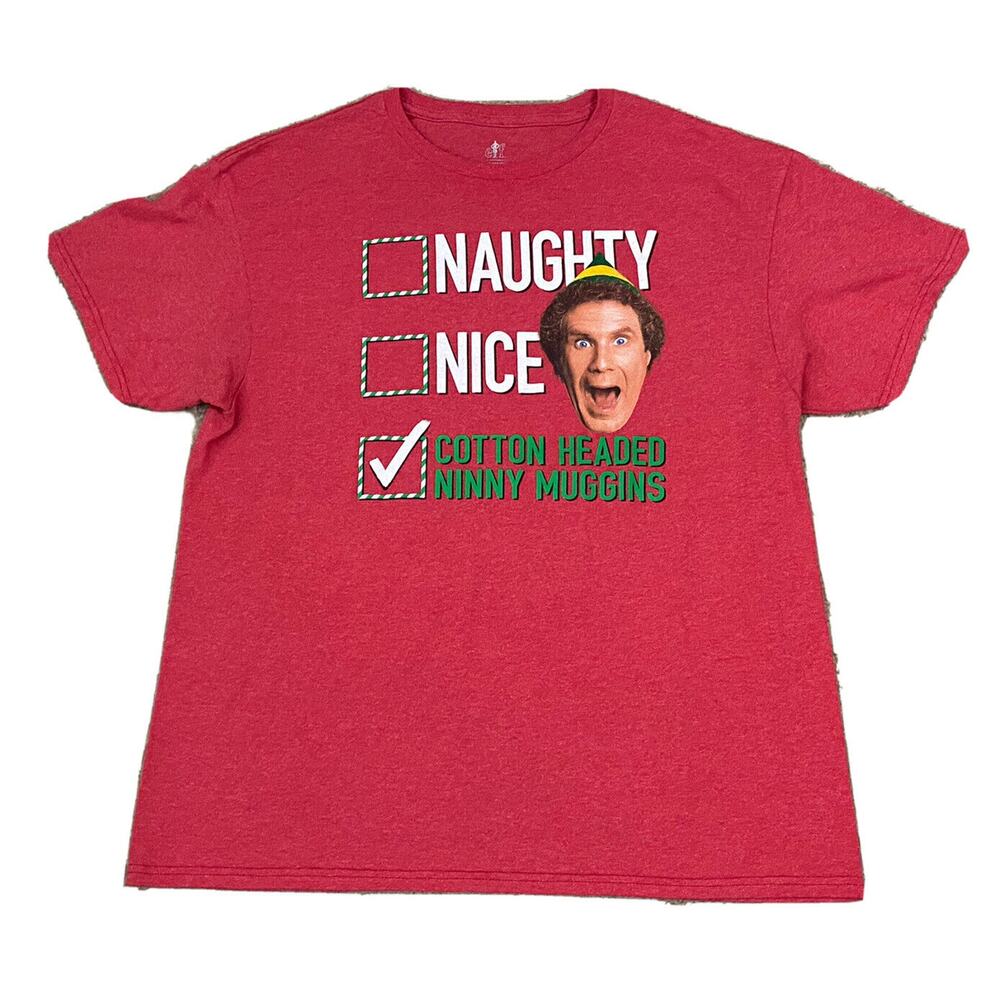 Elf the Movie Cotton‎ Headed Ninny Muggins Christmas Shirt Unisex Fit Mens Large